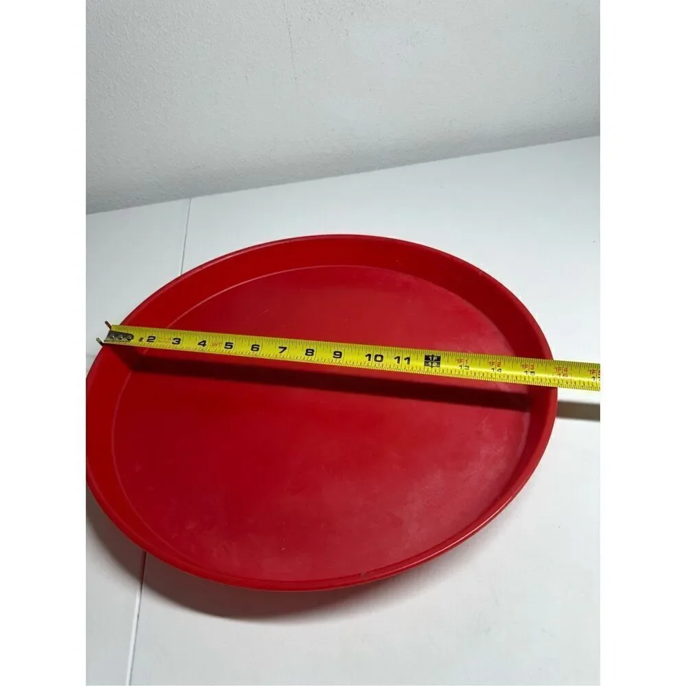 Vintage Midland MFG CO Ft. Smith Arkansas RED ROUND SERVING TRAY 16” diameter